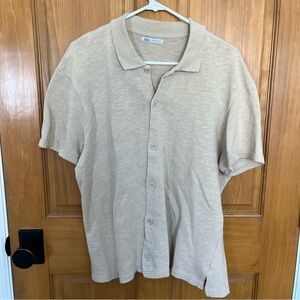 Zara Men’s Button Down Knit Short Sleeve Shirt